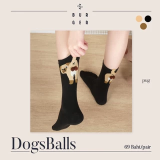 DogsBalls ถุงเท้าแฟชั่นครึ่งแข้ง ลายไข่น้อนหมา 4 แบบ น่ารัก ราคาถูก คุณภาพดี