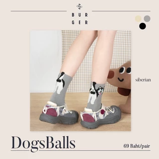 DogsBalls ถุงเท้าแฟชั่นครึ่งแข้ง ลายไข่น้อนหมา 4 แบบ น่ารัก ราคาถูก คุณภาพดี