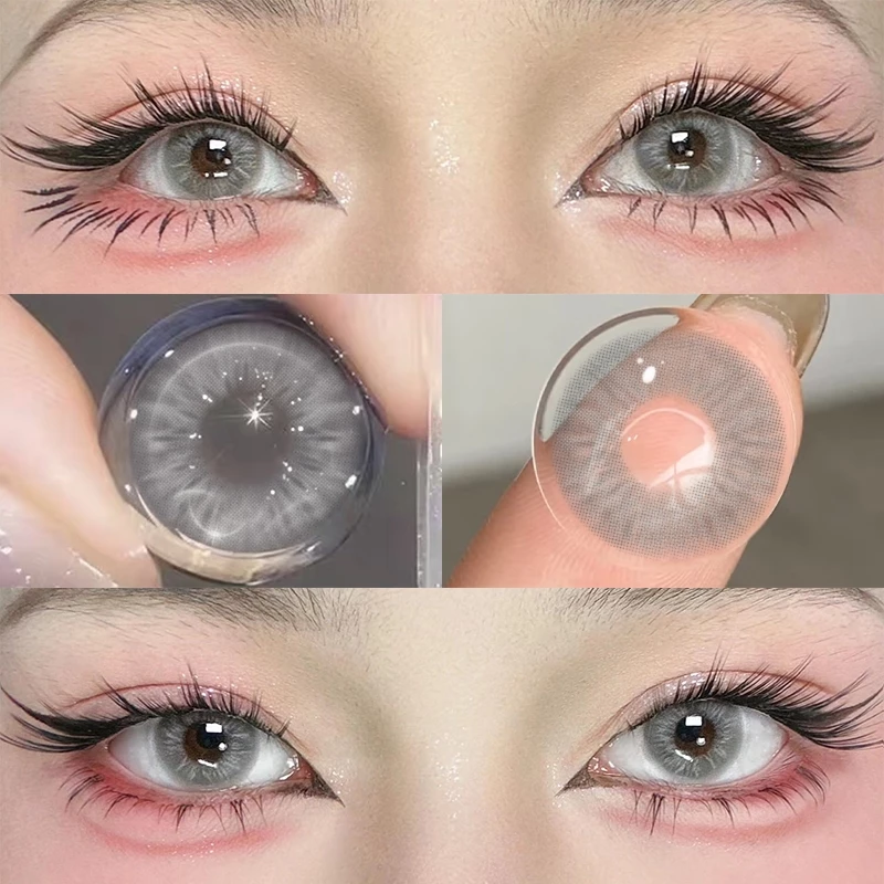 (COD) คอนแทคเลนส์สีเทาอ่อนธรรมชาติ 1 คู่ คอนแทคเลนส์สีธรรมชาติ 14.2 มม. 1 คู่ การจัดส่งรวดเร็ว