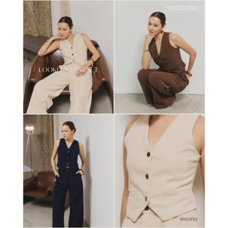 Swana.ss - Lookfuk vest set XS-3XL🐝〰️✨ เสื้อแขนกุด + กางเกงขายาวทรงกระบอก ชุดเซทรุ่นนี้เป็นผ้าลูกฟูก