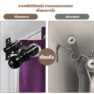 【ปรับความยาวได้】รางม่าน ราวม่านเหล็กคาร์บอน รางม่านตาไก่ ความยาว 46-365ซม ติดตั้งง่าย ราวม่านที่มาพร้อมอุปกรณ์ครบชุด