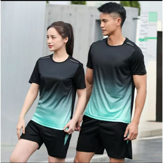 ชุดกีฬาไล่ระดับสีผู้หญิงผู้หญิงแขนสั้นชุดฟิตเนสวิ่งฝึกซ้อมบา…