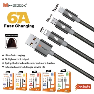 สายชาร์จ สายเคเบิลข้อมูลสปริง X-013 กระแสไฟสูง 6A fastcharge pd 20w 35w 60w for ip7-16 【pro max】 / Micro USB / Type-C