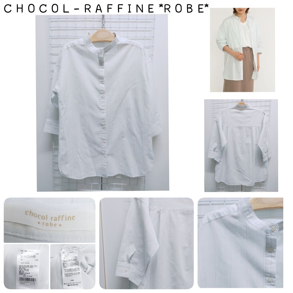 4143. C H 0 C 0 L - R A F F I N E *R 0 B E* เสื้อคอจีนญี่ปุ่นมือสอง