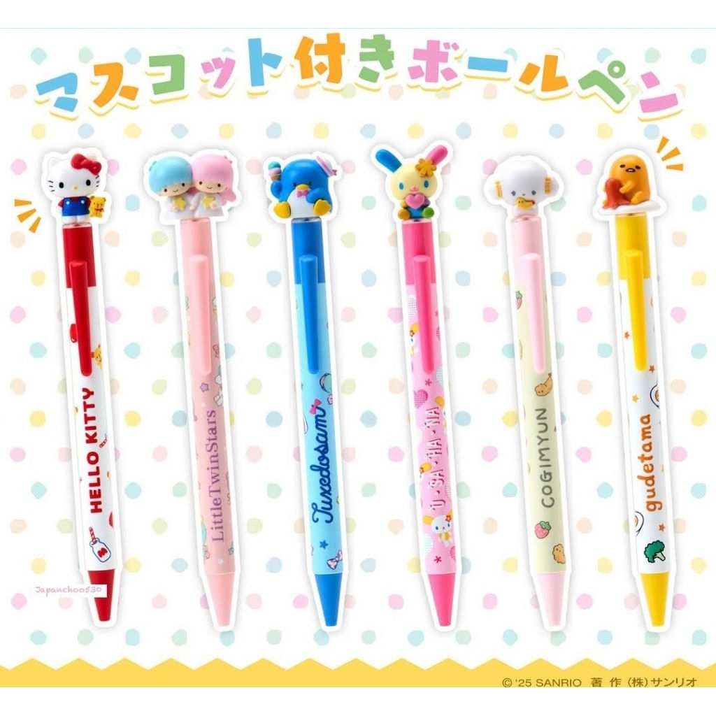🇯🇵 ปากกาลูกลื่นตัวตุ๊กตา หมึกดำ Sanrio mx ของแท้จากญี่ปุ่น HelloKitty My melody Kuromi Cinnamoroll Pochacco Little Tw