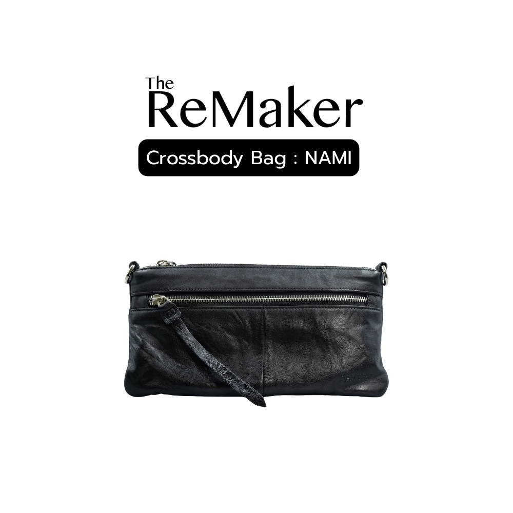The ReMaker - กระเป๋าคลัชท์สะพายข้างหนังแท้ รุ่น NAMI | Upcycled หนังแกะแท้ 100%