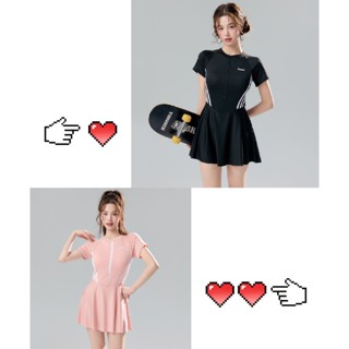 🥰ส่งไวจากไทย🥰ชุดว่ายน้ําผู้หญิงแขนสั้นกระโปงมีซับใน สปอร์ตทั…