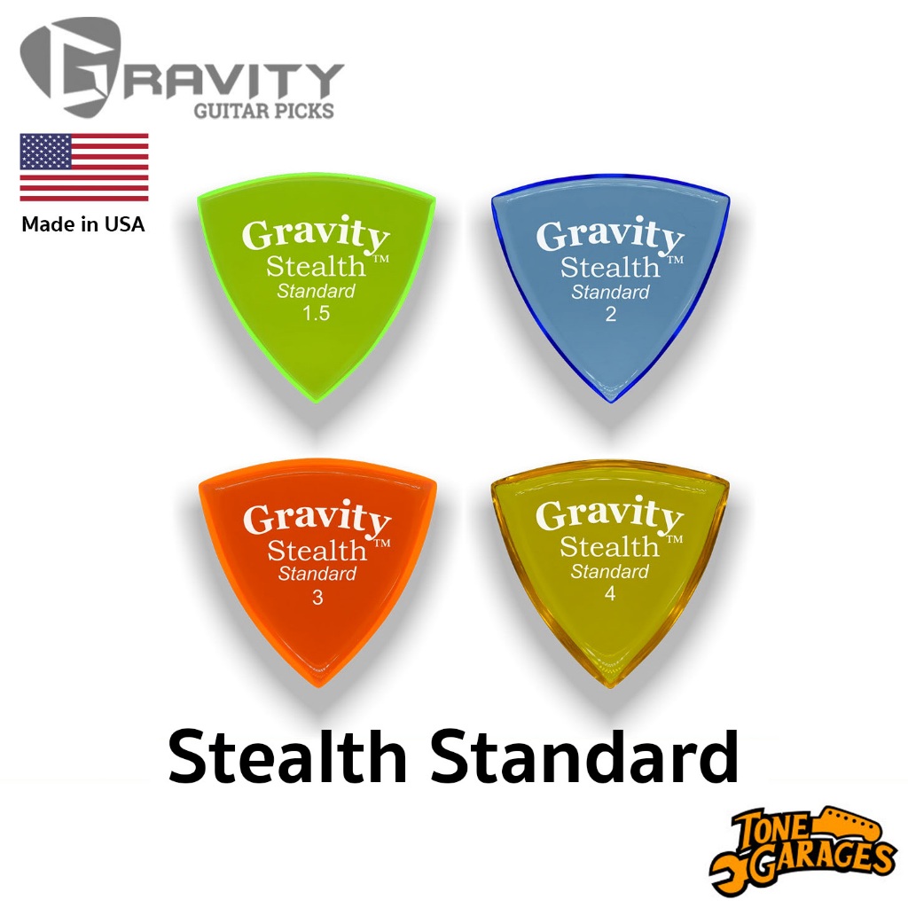 ปิ๊กกีต้าร์ Gravity Picks Stealth Standard ปิ๊กอะคริลิคขัดขอบเรียบ ของแท้ (หลายขนาด)