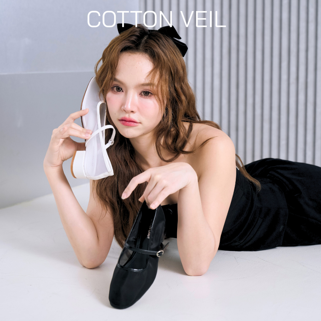 CCS - รองเท้าคัชชูตาข่าย รุ่น Cotton Veil รองเท้าผู้หญิงเสริมส้น 1.5 นิ้ว (007-20) Cotton Candy Step