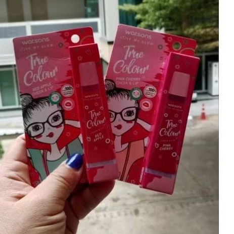 New Lot   Watsons วัตสัน ทรู คัลเลอร์ พิ้งค์ เชอร์รี่ Pink Cherry  , เรด แอปเปิ้ล  RedApple ชีค แอนด์ ลิป 15 ml