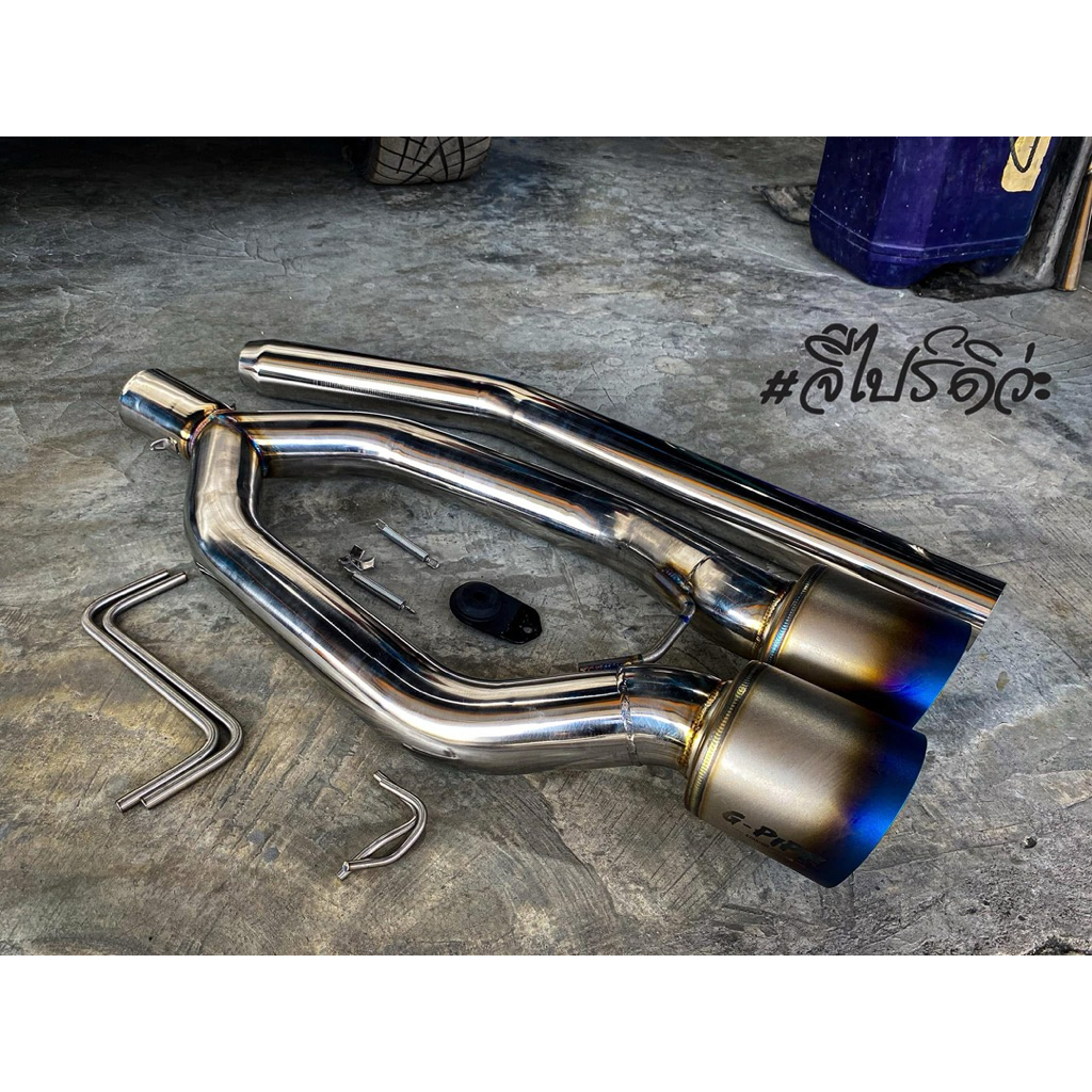 ท่อคู่ออกกลาง Civic-FC FK สีดิบ,สีไทเท ปาก4“ คอ 2.5“(ไม่รวมดริฟ)