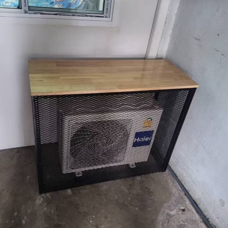 ที่ครอบคอมเพรสเซอร์แอร์ ขนาด กว้าง 40 cm ยาว 100cm สูง 80cm เหล็กกล่องและตะแกรงเหล็กฉีก