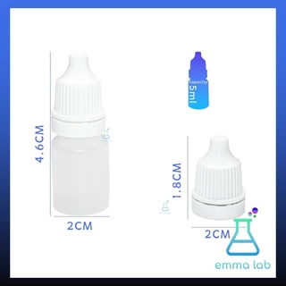ขวดบีบหยดพลาสติก PE ใส หัวแหลม ฝาขาว แพ็ค 5 ขวด (3ml–100ml) สำหรับน้ำยา น้ำมันหอม สี DIY