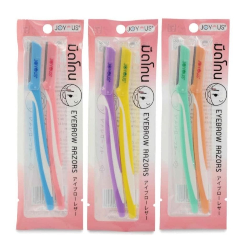 2 ด้าม ในแพค มีดกันคิ้ว โกนขน จอยอัส joyous eyebrow razors cut shave mix color