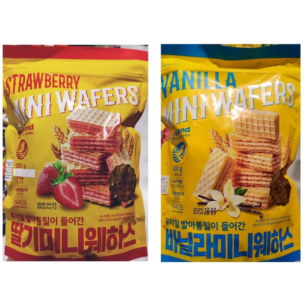 No Brand🇰🇷 mini wafers  300 g. 🍓 strawberry 🥜 vanilla มินิเวเฟอร์ 300 กรัม