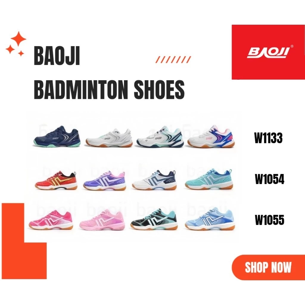 Baoji Badminton shoes รองเท้าแบดมินตัน รองเท้าออกกำลังกายอินดอร์ ไซส์37- 41 รุ่น W1054 /1055 /1133 แบบผูกเชือก พร้อมส่ง