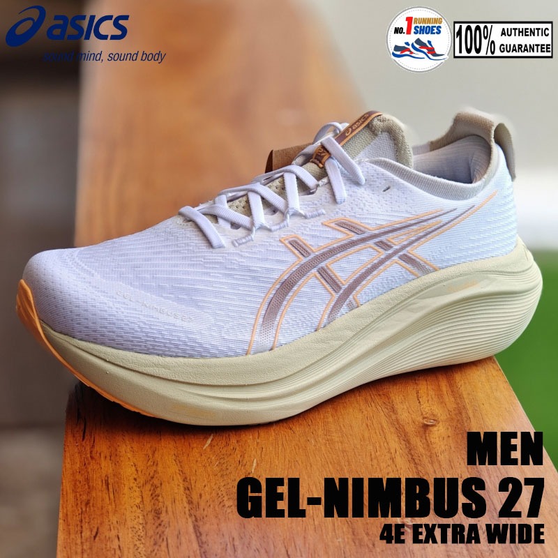 [Extra Wide] Asics รุ่น Nimbus 27 4E 1011B957-102 สี White/ fawn ของเเท้ 100%