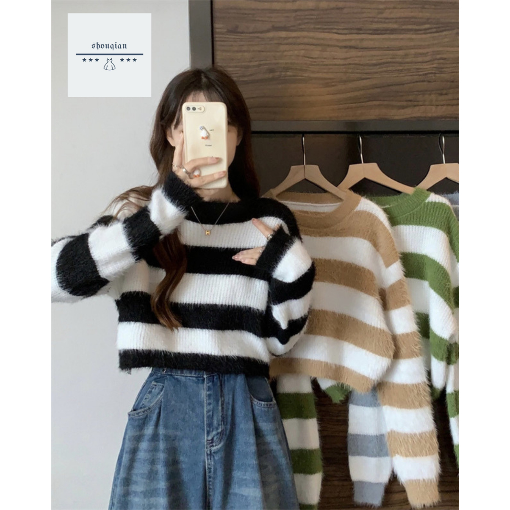 จัดส่งภายในประเทศไทย เสื้อกันหนาวแขนยาว ผ้าไหมพรมสำหรับหน้าหนาว Y54