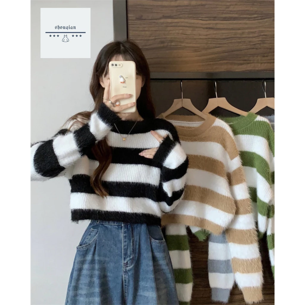 จัดส่งภายในประเทศไทย เสื้อกันหนาวแขนยาว ผ้าไหมพรมสำหรับหน้าหนาว Y54