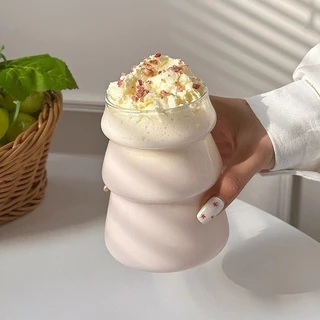 แก้วน้ำ แก้วทรงต้นคริสต์มาส สำหรับใส่เครื่องดื่ม ชา นม กาแฟ แก้วปากกว้าง น้ำหนักเบา แก้วใส แก้วคาเฟ่ มินิมอล สไตล์เกาหลี