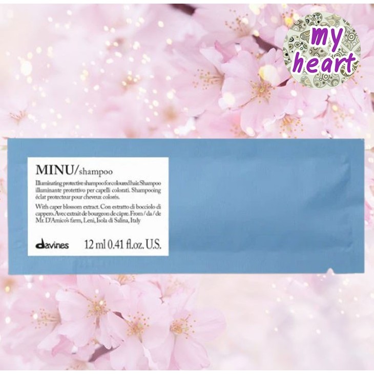 Davines Minu Shampoo 12 ml แชมพู สำหรับผมทำสี ฃ่วยปกป้อง และเพิ่มประกายสีผมให้เงางาม