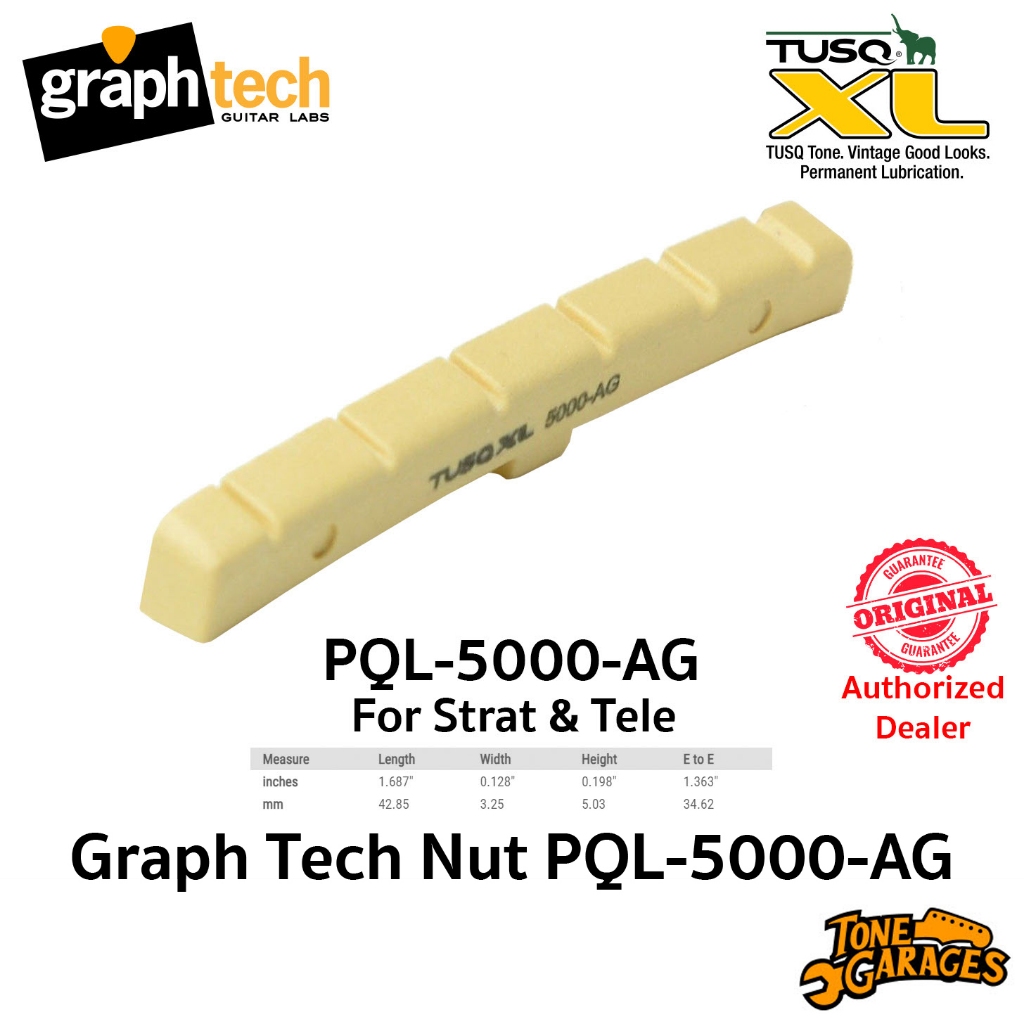 Graph Tech TUSQ XL Slotted Flat or Curved Nut 42.85mm PQL-5000-AG Aged Color for Strat Tele and other นัทกีต้าร์