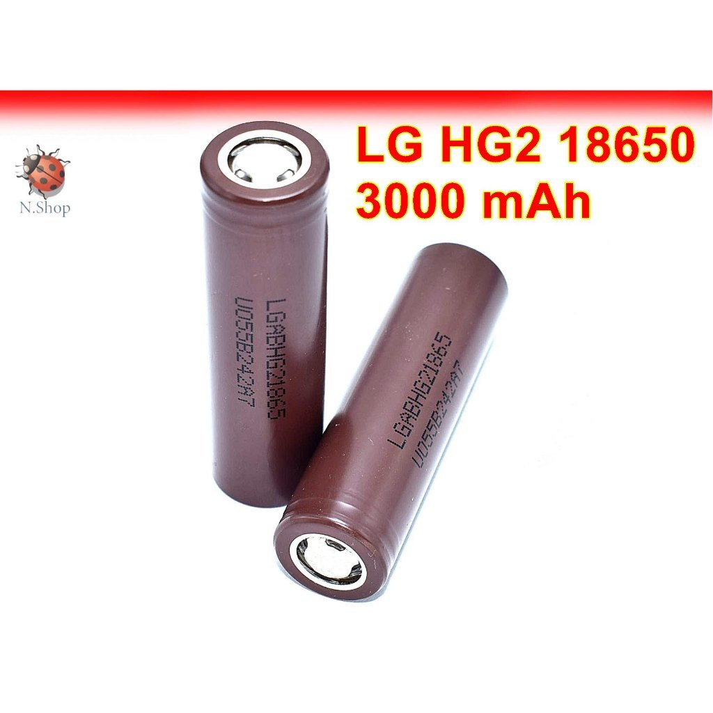 18650 แบตเตอรี่ 3000mAh Rechargeable Li-ion Battery LG HG2 หัวแบน