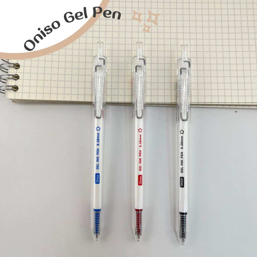 Oniso ปากกา  หมึกเจล 0.38 มม.รุ่น ONI-AH001 หมึกสีน้ำเงิน สีแดง สีดำ ปากกาเจลโอนิโซะ (gel pen)