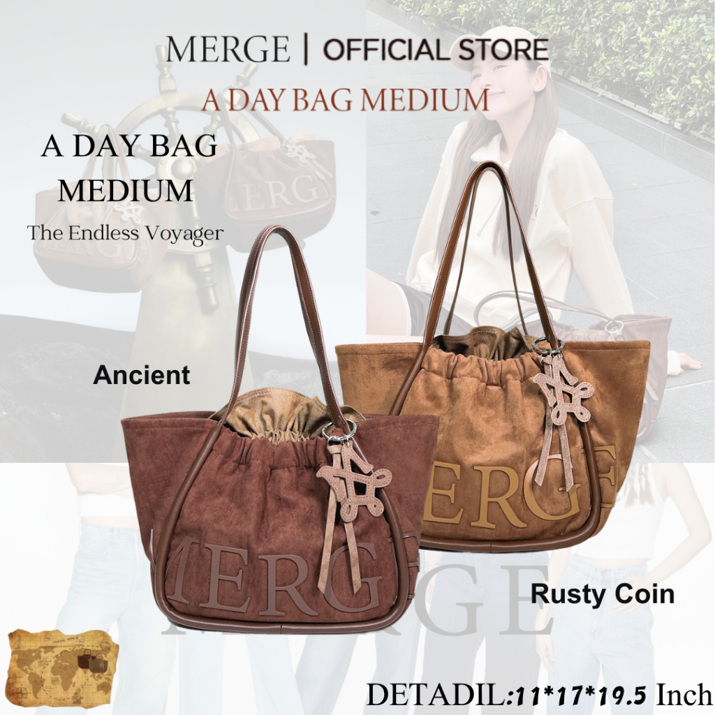 พร้อมส่ง🤎MERGE Merge A Day Bag Medium in Rusty Coin/Ancient merge กระเป๋า