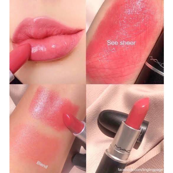 พร้อมส่ง ลิปสติกแบ่งขาย M a c luster glass lipstick สี 520 see sheer ขนาด 0.25g. แถมฟรีแปรงทาลิป
