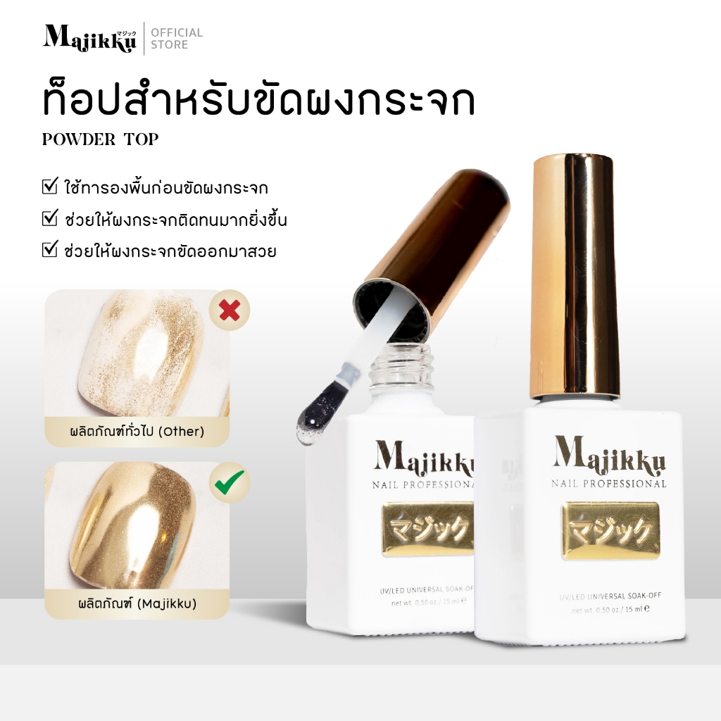 MAJIKKU ท็อปสำหรับขัดผงกระจก/ออโรร่า อบ 20 วิ Powder Top ขัดแล้วผงกระจกสีชัด สวย มิลเลอร์ท็อป Mirror