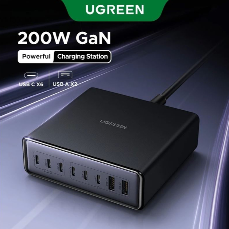 UGREEN ส่งจากไทย 8-Port 200W GaN Desktop FastCharger แล็ปท็อป Macbook Samsung แท็บเล็ต #หัวชาร์จ200ว