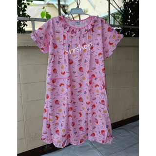 ชุดนอนเด็กหญิง ไซส์ 7-9 ชุดกระโปรงแขนสั้น ผ้ายืด แบบคอระบาย …
