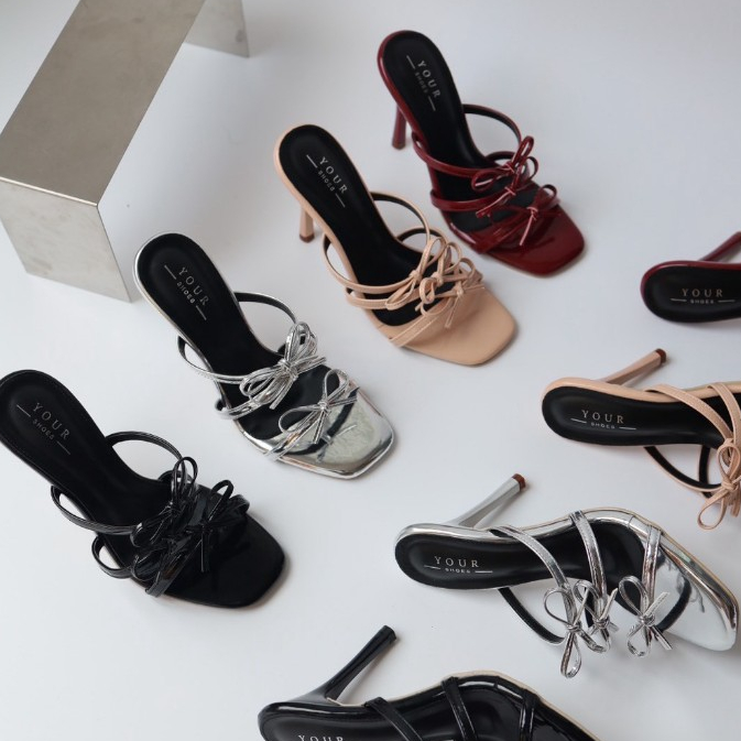 YOURSHOES B77 / รองเท้าส้นสูง 4 นิ้ว รองเท้าแต่งหน้าโบว์ รองเท้าใส่ออกงาน