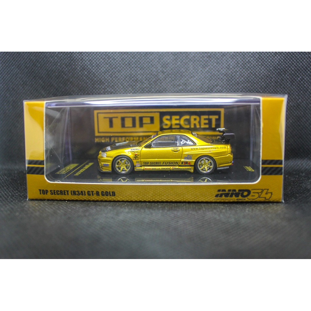 NISSAN SKYLINE TOP SECRET R34 GT-R Gold scale 1:64  INNO64