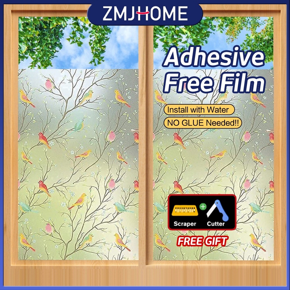 【Free Tools】สติ๊กเกอร์ติดกระจก สติ๊กเกอร์ติดหน้าต่าง ไม่มีกาว ติดกระจกประตูและหน้าต่าง ป้องกันการแอบมอง ZMJ-113