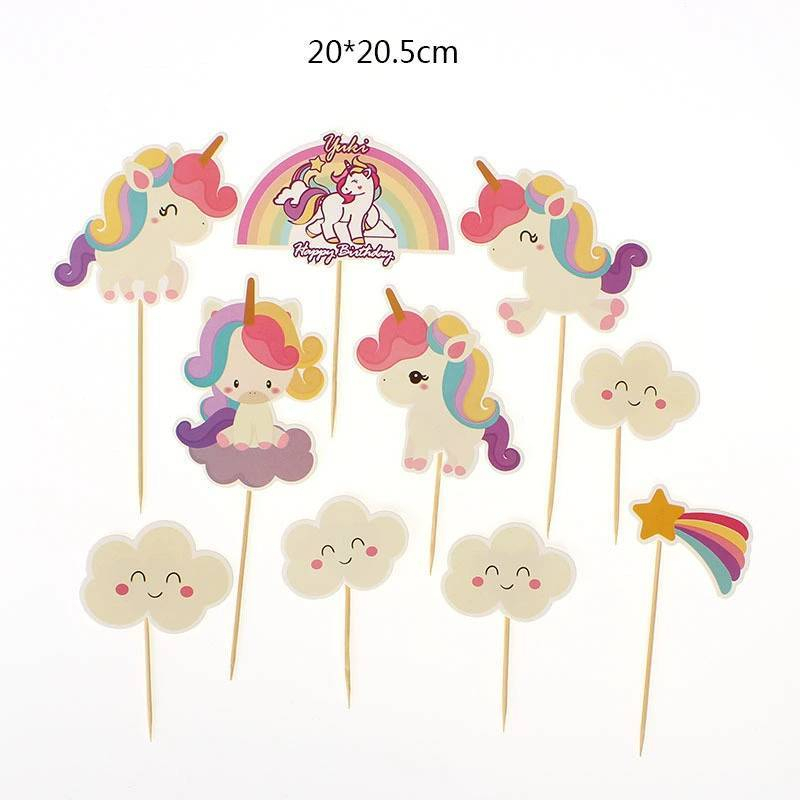 ป้ายปักเค้ก ป้ายยูนิคอร์น 10ชิ้น