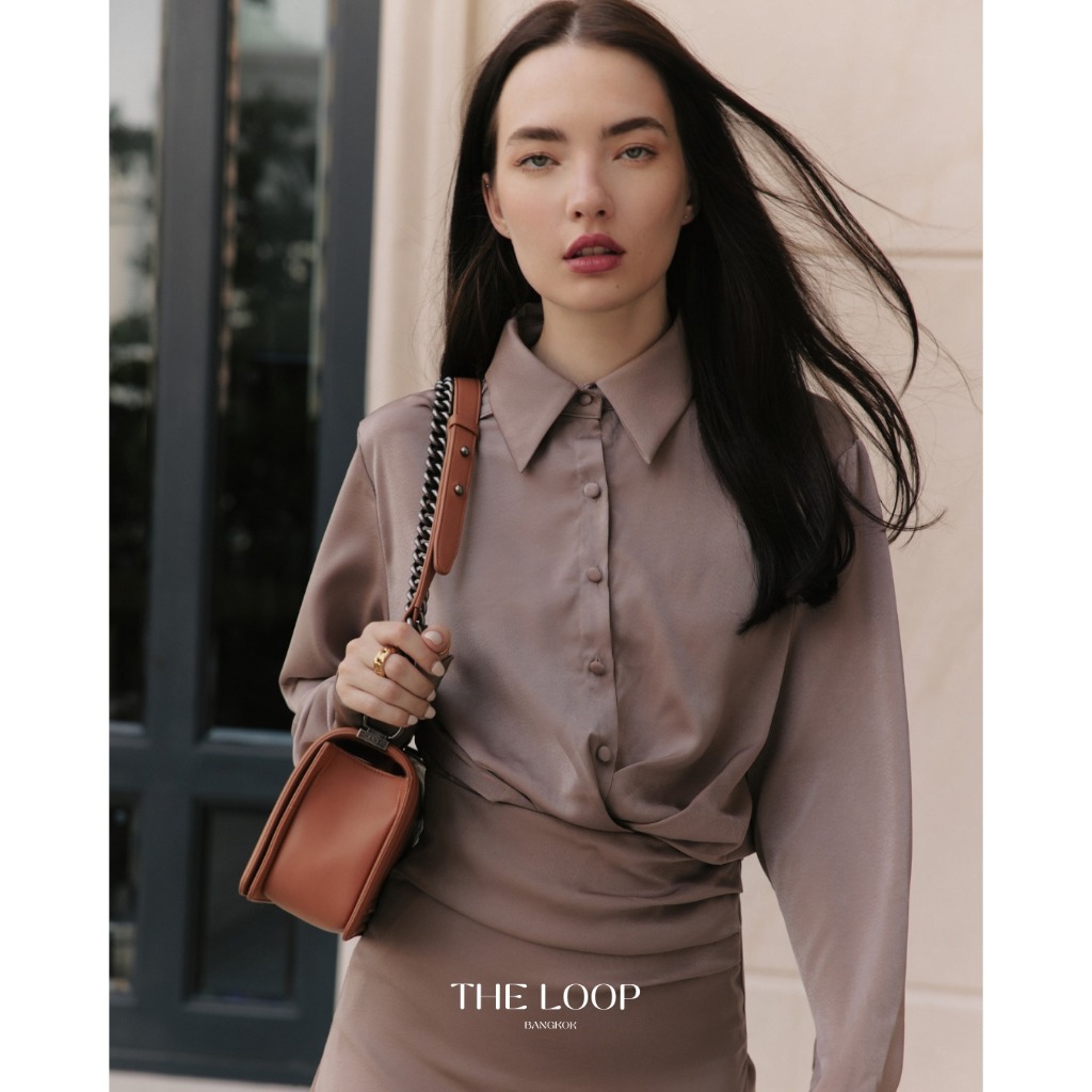 ZOEY DRESS - THE LOOP BANGKOK สี Taupe Size L