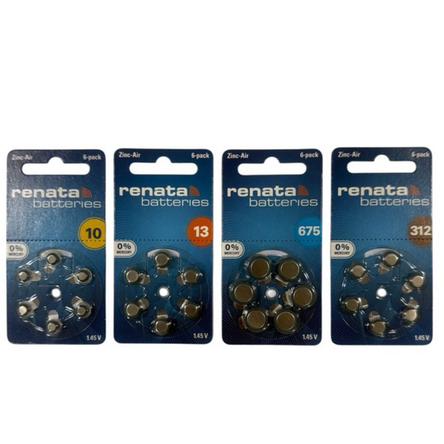 Renataถ่านเครื่องช่วยฟัง10/13/312/675แผง6ก้อน ของใหม่ของแท้