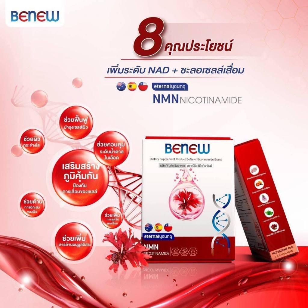บีนิว นิโคทินาไมด์ BeNew NMN Nicotinamide วิตามินต้านแก่ เพื่อผิวพรรณและสุขภาพอ่อนวัย ของแท้100%