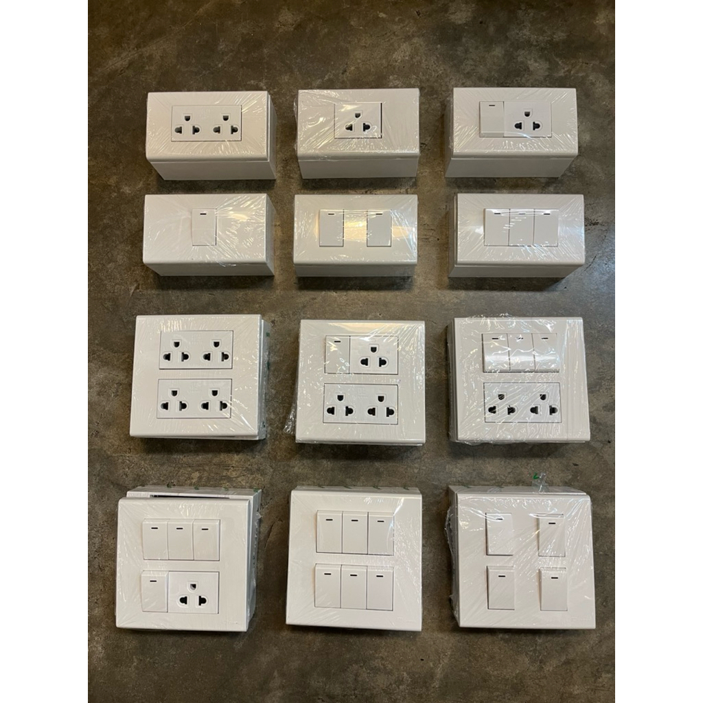 Changปลั๊กไฟและสวิตซ์ไฟจัดเซ็ทพร้อมบ๊อกลอยสำหรับงานภายในอาคารยี่ห้อช้างแท้มีมอก.คิวอารโค้ด