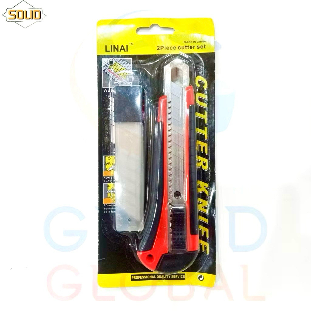 Cutter Knife คัตเตอร์ ด้ามมีด พร้อม ใบมีด สำหรับ ตัดกระดาษ (คละสี) ใบมีด แถม (3ใบ)