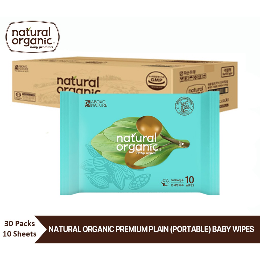 Natural Organic, Premium Plain Baby Wipes (Portable Type, 10 Sheets*30) – โปรปัง