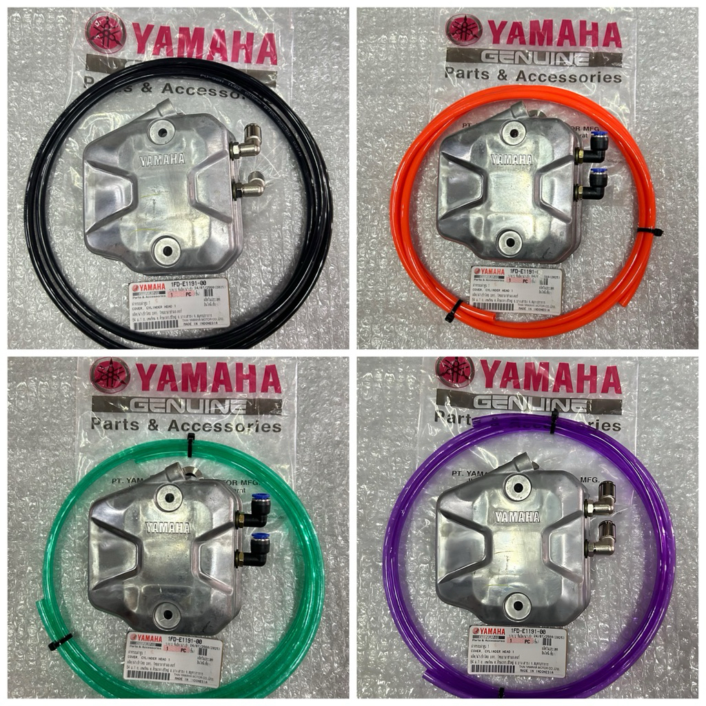 ฝาครอบฝาสูบยามาฮ่า Finn115i, Spark115i ฝาแท้เจาะหัวฟิตติ้งพร้อมสายระบายไอ2เมตรทนความร้อนสูง