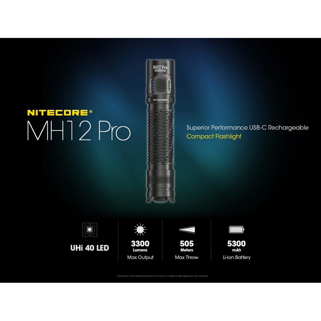 ❌ ขายแล้ว ไฟฉาย NITECORE รุ่น MH12 PRO (3300 Lumems) แถมฟรีถ่านชาร์จ NL2153HP 21700 5300mAh และสายชา