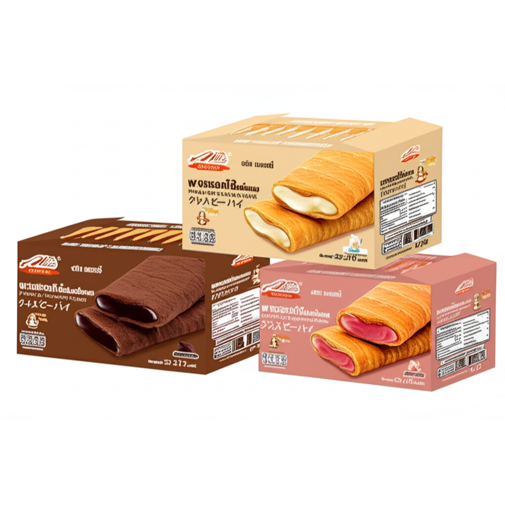 พายสอดไส้ Puffy pie flavour ตรา อลิซ เบเกอรี่ 1 กล่อง มี 12 ซอง