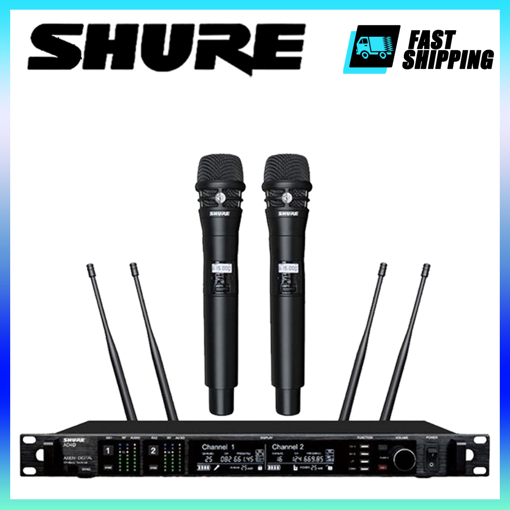 Shure AD4D/KSM8 Stage ระบบไมโครโฟนไร้สาย, ไมโครโฟนไร้สาย UHF 2 ช่อง, ไมโครโฟนไร้สายแบบโลหะ