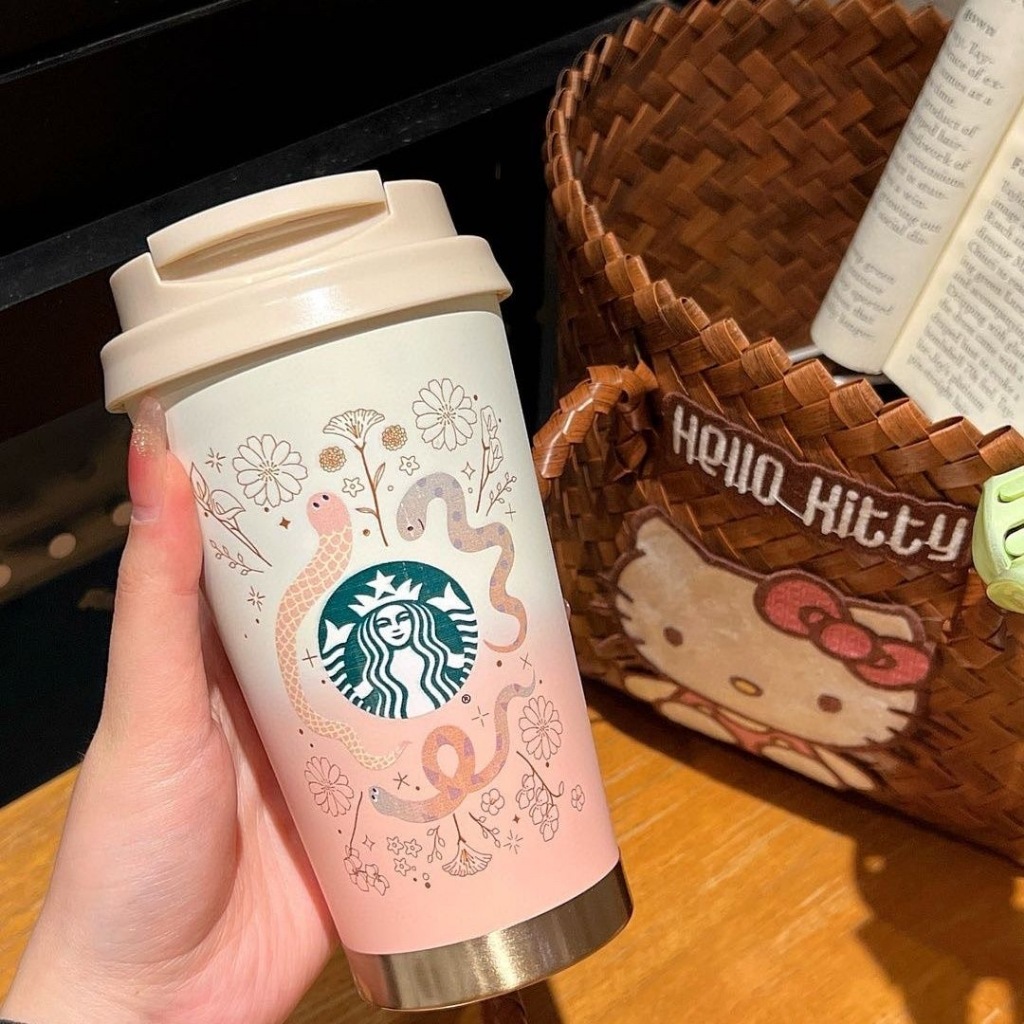 กระบี่ทองรัก 2026! Starbucks กระบี่ทองรัก 473ml ฉนวนกันความร้อน-ความหนาว การผสมสีแบบเรื่อย ๆ