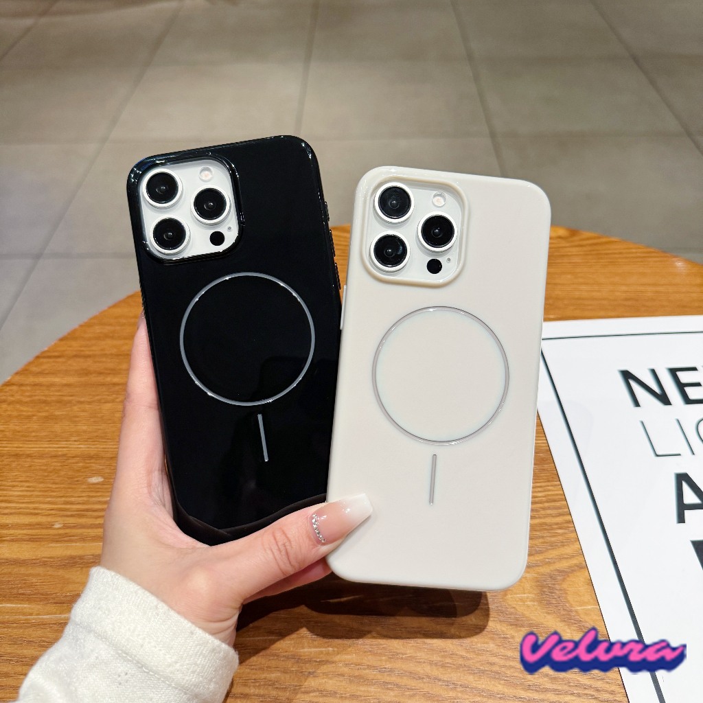 เคสซิลิโคนแม่เหล็กสีธรรมดาสําหรับiphone 16 15 14 Plus 13 12 11 Pro Max 7P ผิวรู้สึกนุ่มป้องกันลายนิ้วมือฝาครอบพรีเมี่ยม