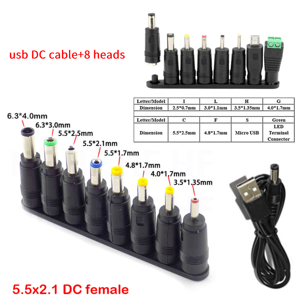สายชาร์จ​DCพร้อม8หัว usb​ to DC cable+8หัว สายไฟ Power Cord Replacement Charger USB adapter Suitable